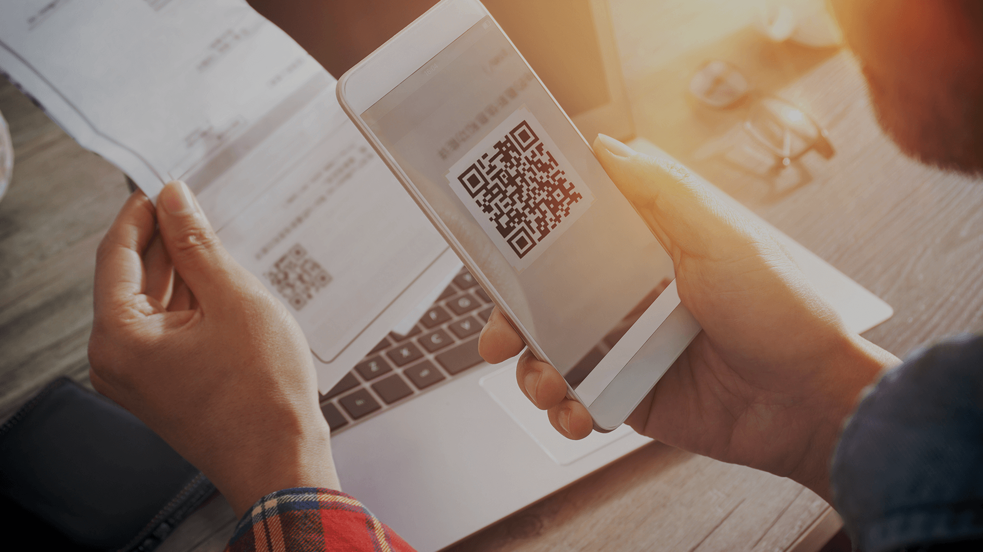 Phone scanning QR code